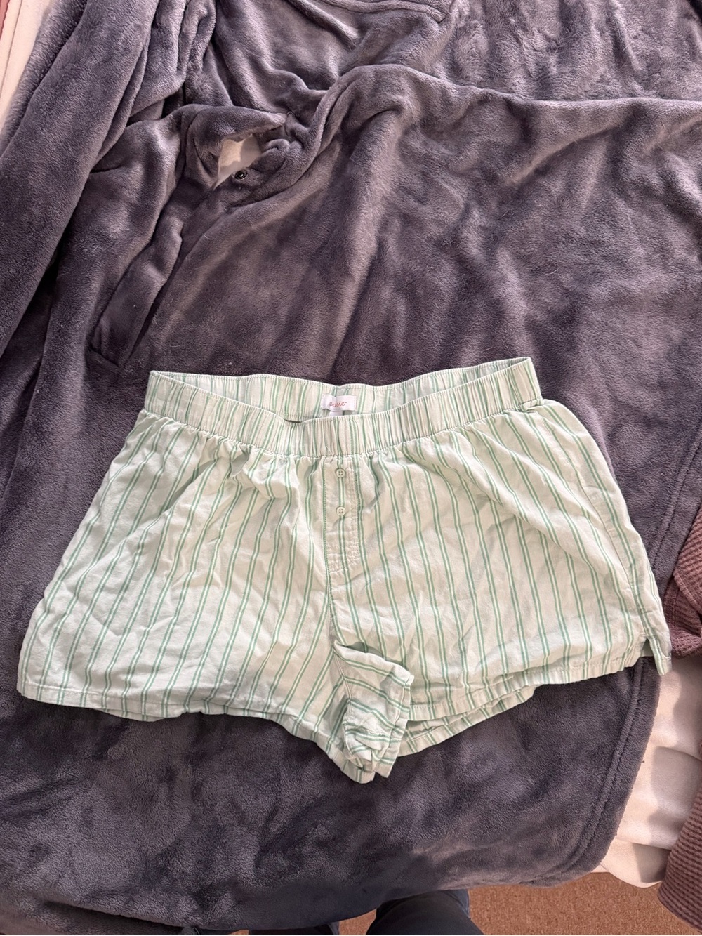 Colsie Mint Green and White Striped Linen Lounge Shorts